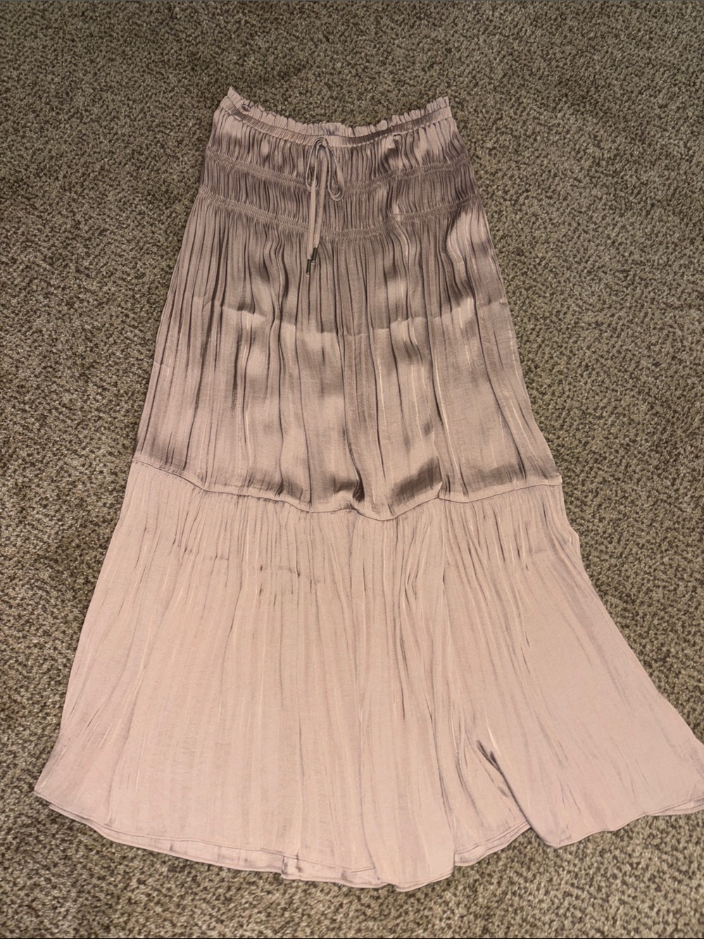 NWOT Women's Pleated Boho Maxi Skirt Tan Small